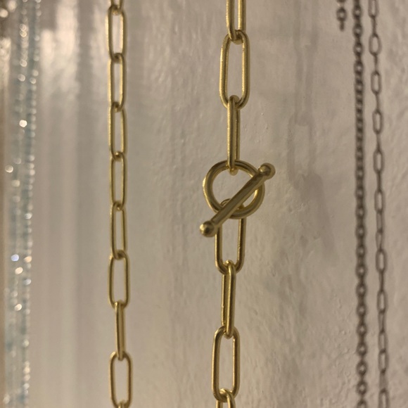 Paper clip chain with bar clasp- gold - Picture 5 of 7